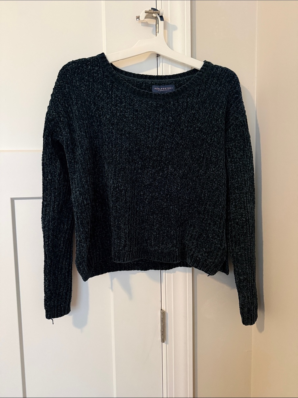 Aeropostale Dark Green Chenille Crewneck Sweater